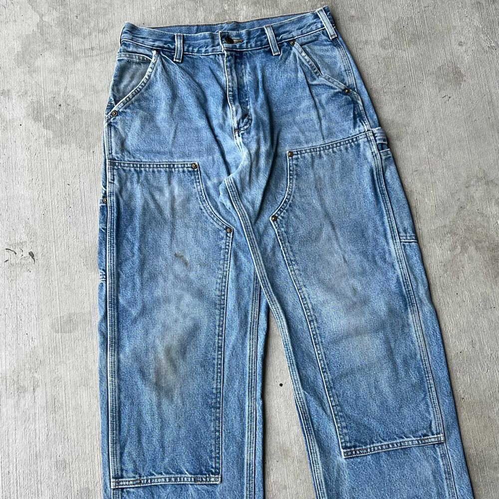 Carhartt denim blue jeans double knee work wear carpenter pants - Picture 2 of 14
